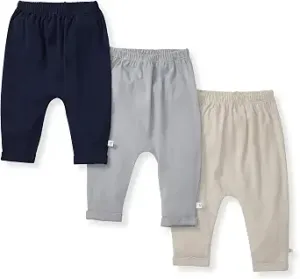 Burt’s Bees Baby Unisex Knit Jogger Pants, 3-Pack Baby Sweatpants, 100% Organic Cotton Infant Bottoms