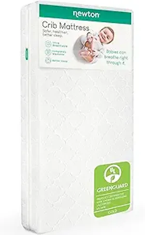 Newton Baby Crib Mattress and Toddler Bed - Ultra-Breathable Proven to Reduce Suffocation Risk, Washable Core & Cover, All-Stages, Infant to Toddler, Deluxe 5.5″ Thick - White